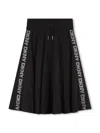 Dkny Logo-tape Pleated Midi Skirt In Black