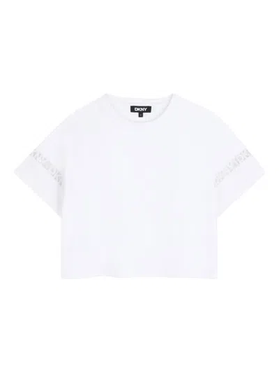 Dkny Kids' Logo-tape T-shirt In White