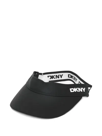 Dkny Logo Tennis Visor In Black