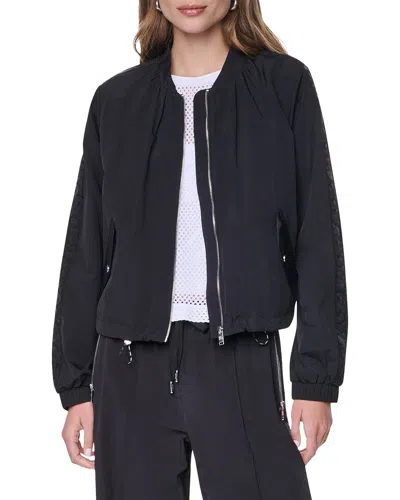 Dkny Logo Trim Jacket In Black