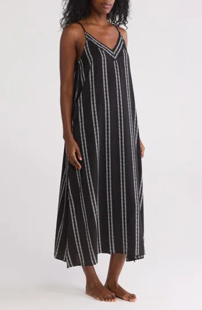 Dkny Logo V-neck Nightgown In Black Logo