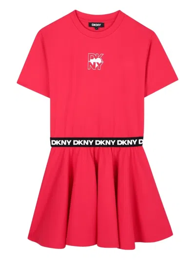 Dkny Logo-waistband Dress In Red