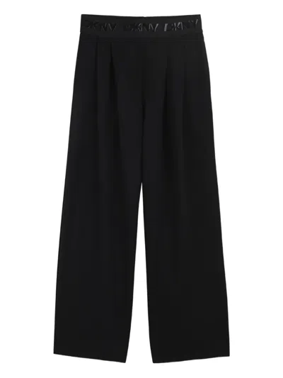 Dkny Logo-waistband Trousers In Black
