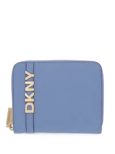 Dkny Logo Zip Wallet In Blue