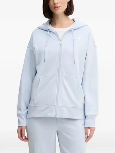Dkny Logo-appliqué Zip-up Hoodie In Blue