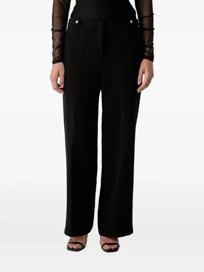 Dkny Logo-button Wide-leg Trousers In Black