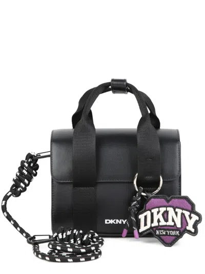 Dkny Kids' Logo-charm Rope-strap Shoulder Bag In Black
