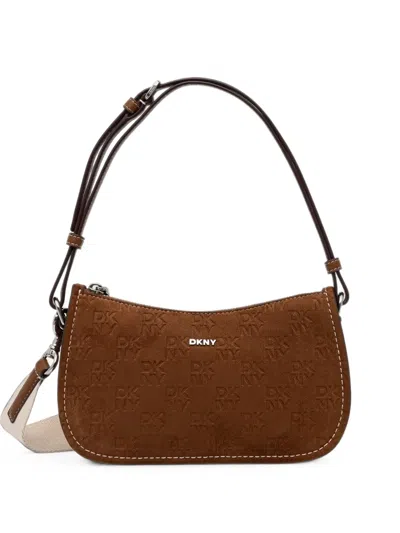 Dkny Logo-embossed Shoulder Bag In Brown