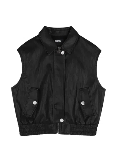 Dkny Kids' Logo-embossed Sleeveless Vest In Black
