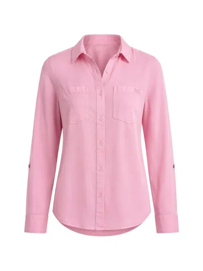 Dkny Logo-embroidered Chest-pocket Shirt In Pink