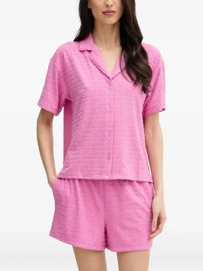 Dkny Logo-jacquard Two-piece Pajamas In Pink