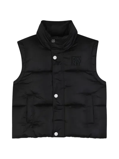Dkny Kids' Logo-patch Gilet In Black