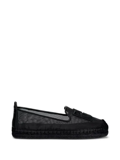 Dkny Logo-patch Mesh Espadrilles In Black