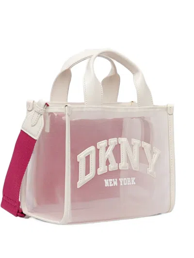 Dkny Logo-patch Mesh Tote Bag In Pink