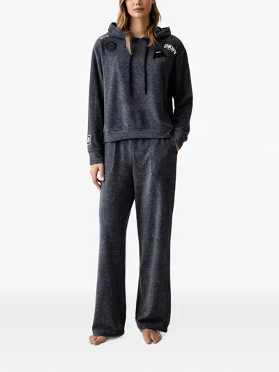 Dkny Logo-patch Pajama Set In Gray