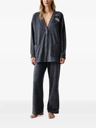 Dkny Logo-patch Pajamas In Gray