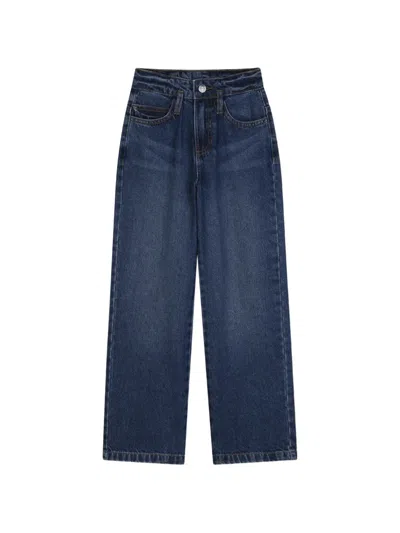 Dkny Kids' Logo-patch Straight-leg Jeans In Blue