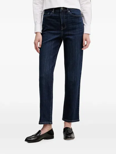 Dkny Logo-patch Straight-leg Jeans In Blue