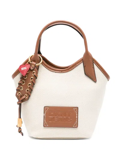 Dkny Logo-patch Tote Bag In Brown