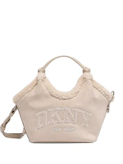 Dkny Logo-patch Two-way Tote Bag In Neutrals