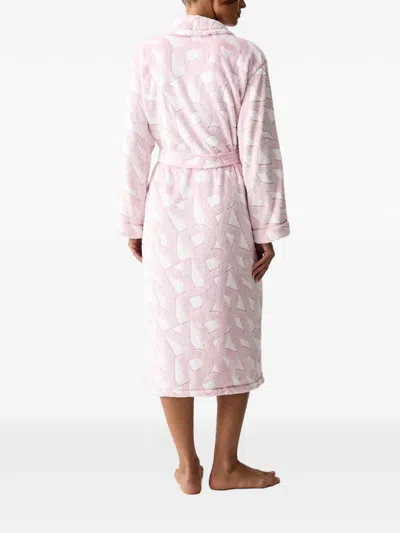 Dkny Logo-pattern Belted Bath Robe In 핑크