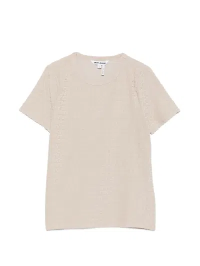 Dkny Logo-patterned T-shirt In Neutral