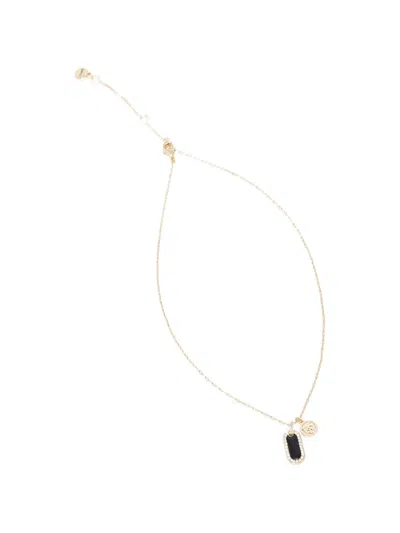 Dkny Logo-pendant Crystal-embellished Necklace In Gold