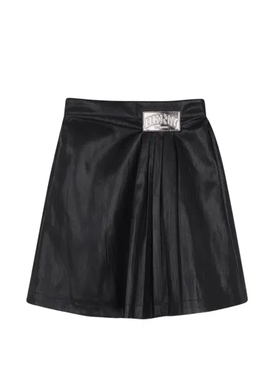 Dkny Kids' Logo-plaque Pleated Skirt In Black
