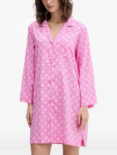 Dkny Logo-print Button-up Nightshirt In Pink