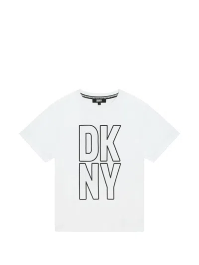 Dkny Kids' Logo-print Cotton T-shirt In White