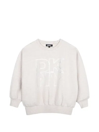 Dkny Kids' Logo-print Crew-neck Sweatshirt In Neutral