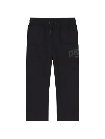Dkny Kids' Logo-print Drawstring Trousers In Black