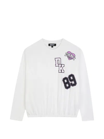 Dkny Kids' Logo-print Elasticated-hem T-shirt In White