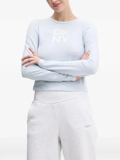 Dkny Logo-print Long-sleeve T-shirt In Blue