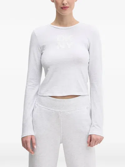 Dkny Logo-print Long-sleeve T-shirt In White