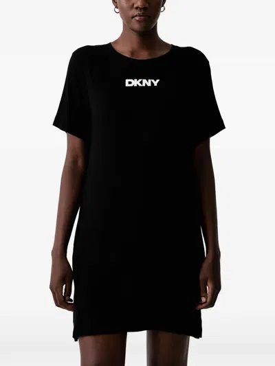 Dkny Logo-print Nightdress In Black
