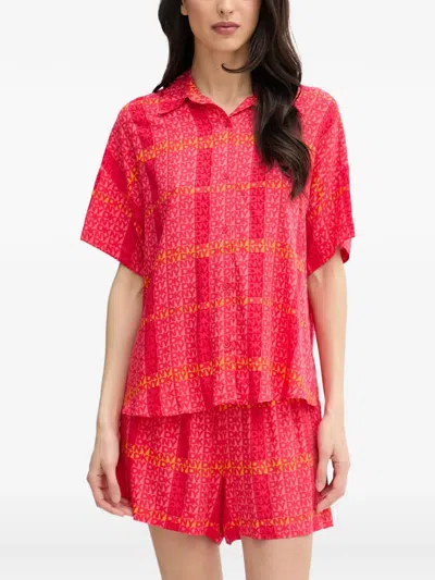 Dkny Logo-print Pajama Set In Pink