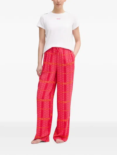 Dkny Logo-print Pajama Set In Red
