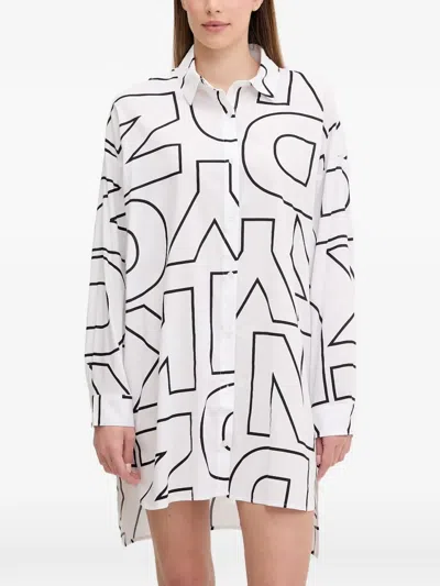 Dkny Logo-print Pajama Shirt In White
