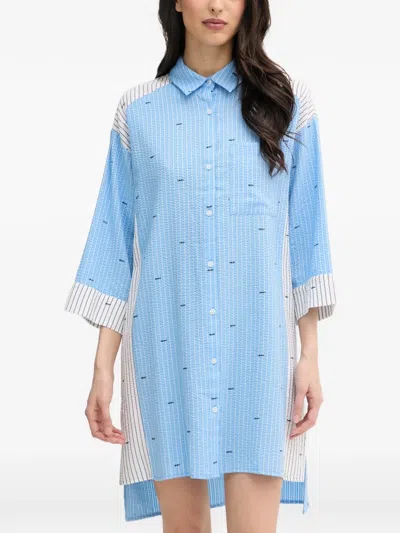 Dkny Logo-print Panelled Nightdress In Blue