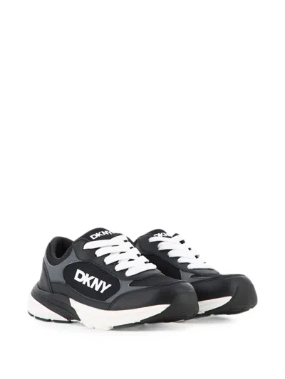 Dkny Kids' Logo-print Panelled Sneakers In Black