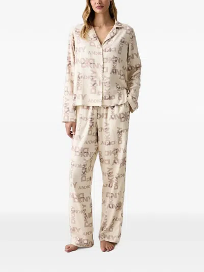 Dkny Logo-print Pyjamas In Neutral