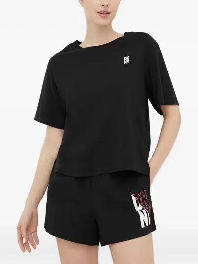Dkny Logo-print Pyjamas Set In Black