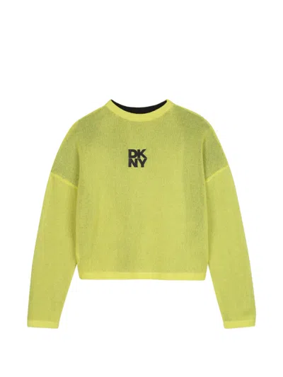 Dkny Kids' Logo-print Reversible Sweater In Green