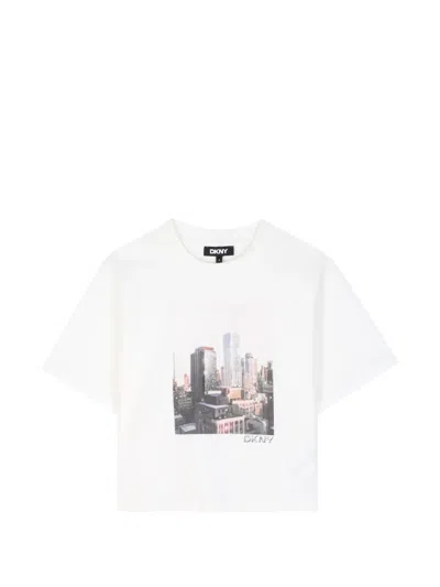 Dkny Kids' Logo-print Short-sleeve T-shirt In White