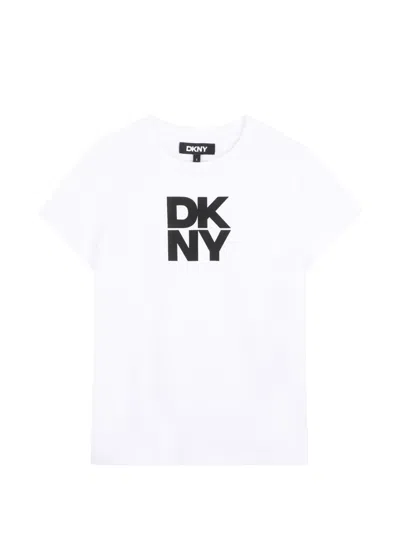 Dkny Kids' Logo-print Short-sleeve T-shirt In White