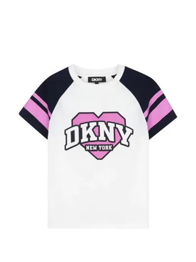 Dkny Kids' Logo-print Short-sleeve T-shirt In White