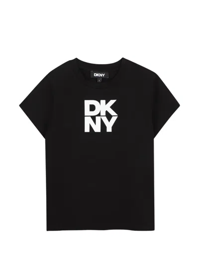 Dkny Kids' Logo-print T-shirt In Black