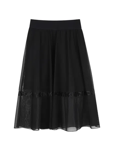 Dkny Kids' Logo-tape Mesh Skirt In Black