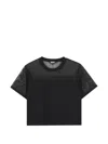 Dkny Logo-tape Mesh-panel T-shirt In Black